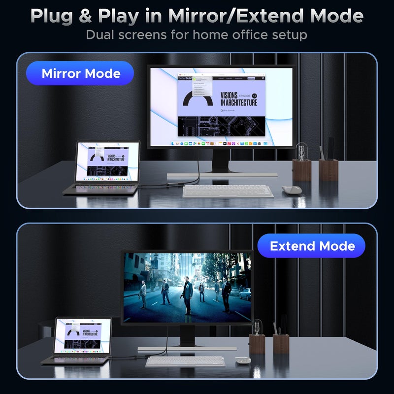 Warrky محول وركي 4K Mini DisplayPort إلى HDMI، [UHD، قابس مطلي بالذهب، علبة ألمنيوم، نحيف جداً] محول Thunderbolt إلى HDMI متوافق مع MacBook Air/Pro، Surface Pro/Dock، شاشة/بروجيكتور - Image 4